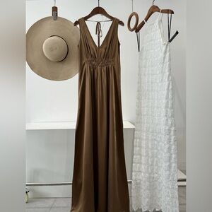 White House Black Market Gold Long Dress